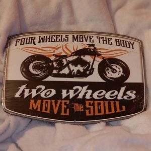 Thick Metal Sign Motorcycle 11.5" x 9.5" in black & white